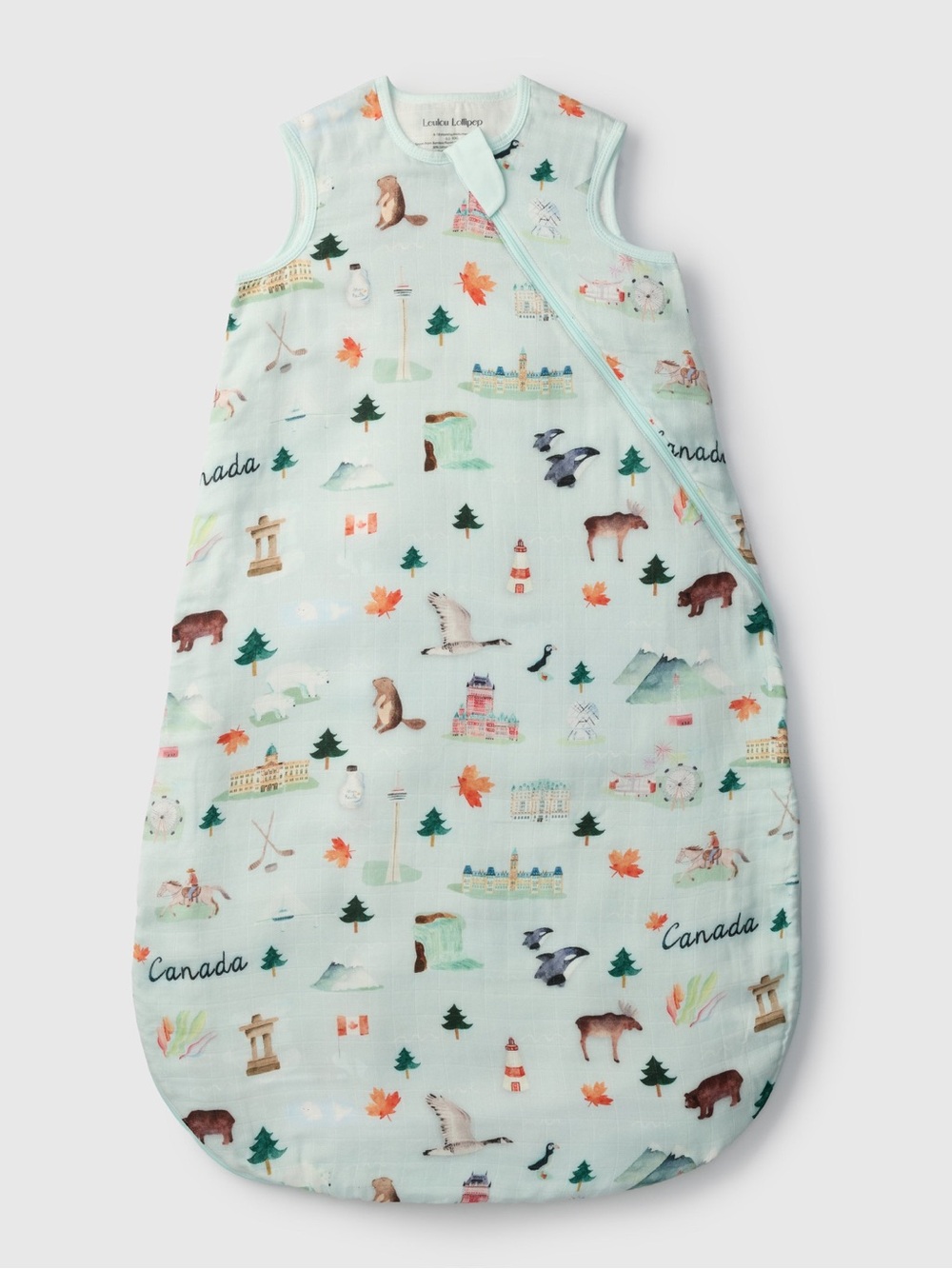 Loulou Lollipop White Woodland Print Muslin Sleep Sack for Babies 6-18m